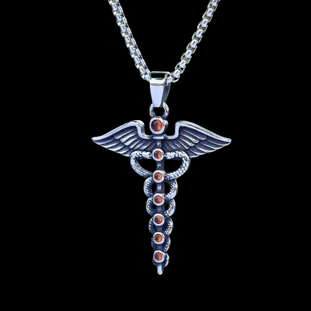 The Caduceus of Hermes Winged Snake Pendant