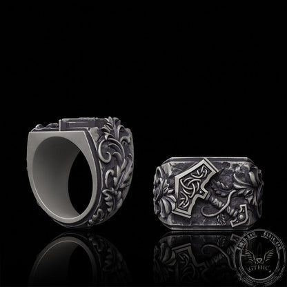 Thor���s Hammer Triquetra Sterling Silver Viking Ring