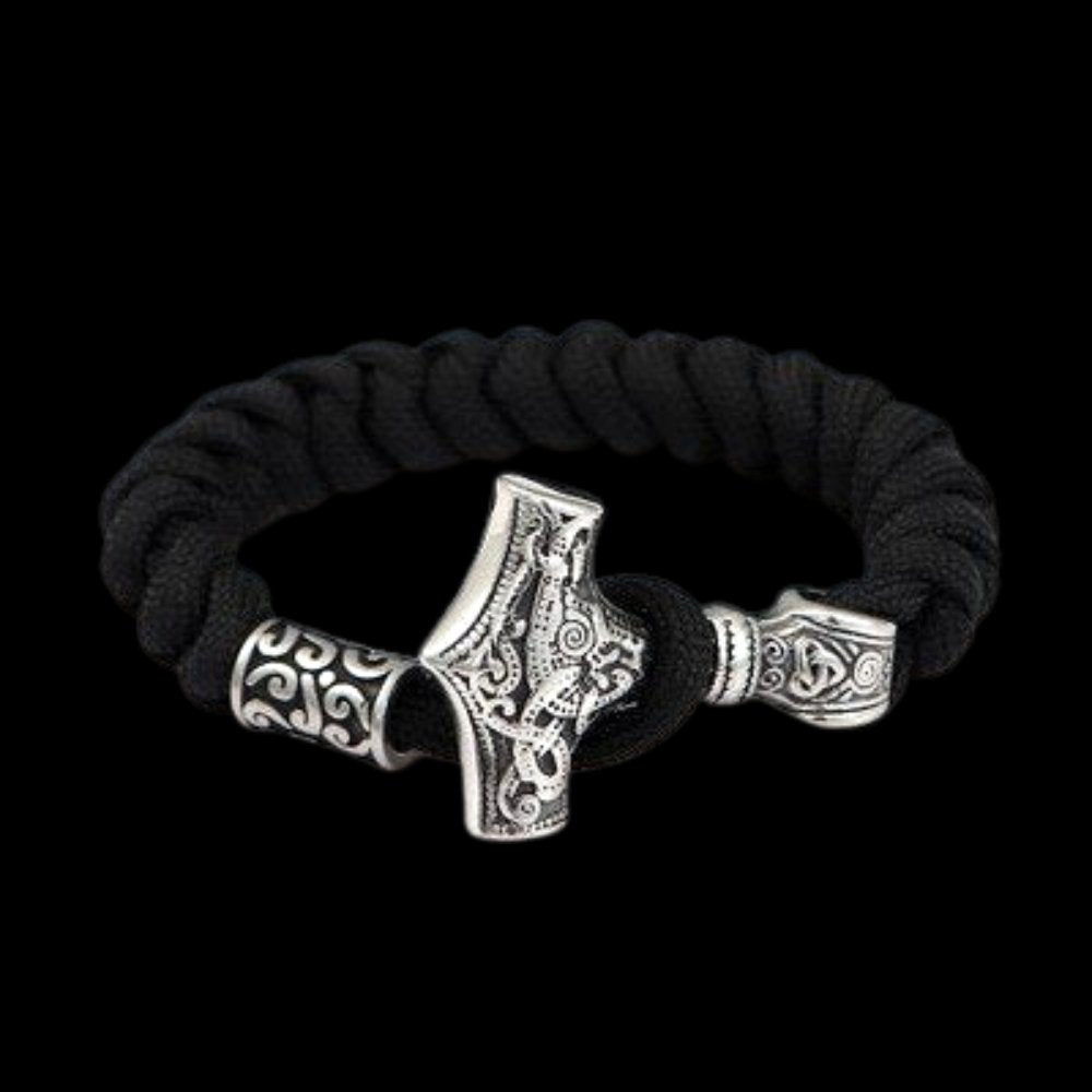 Thor's Hammer Braided Rope Viking Bracelet