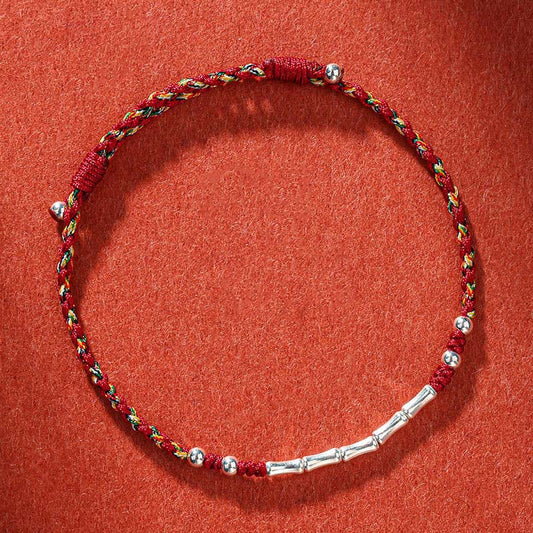 Tibetan Handmade Multicolored Bamboo Protection Red String Bracelet