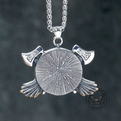 Tomahawk Odin Raven Stainless Steel Viking Pendant