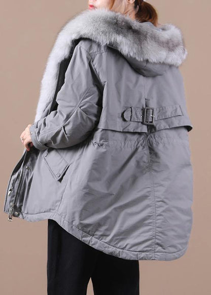 Loose Fitting Warm Winter Coat Hooded Drawstring Parkas