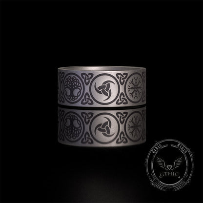 Tree of Life Valknut Viking Sterling Silver Triskele Ring