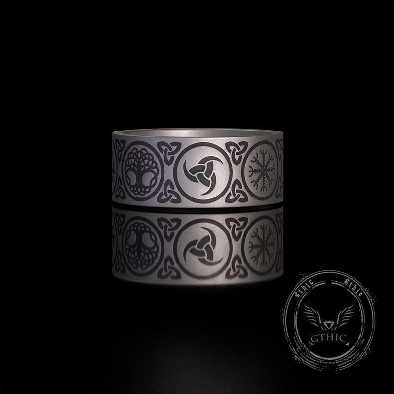 Tree of Life Valknut Viking Sterling Silver Triskele Ring