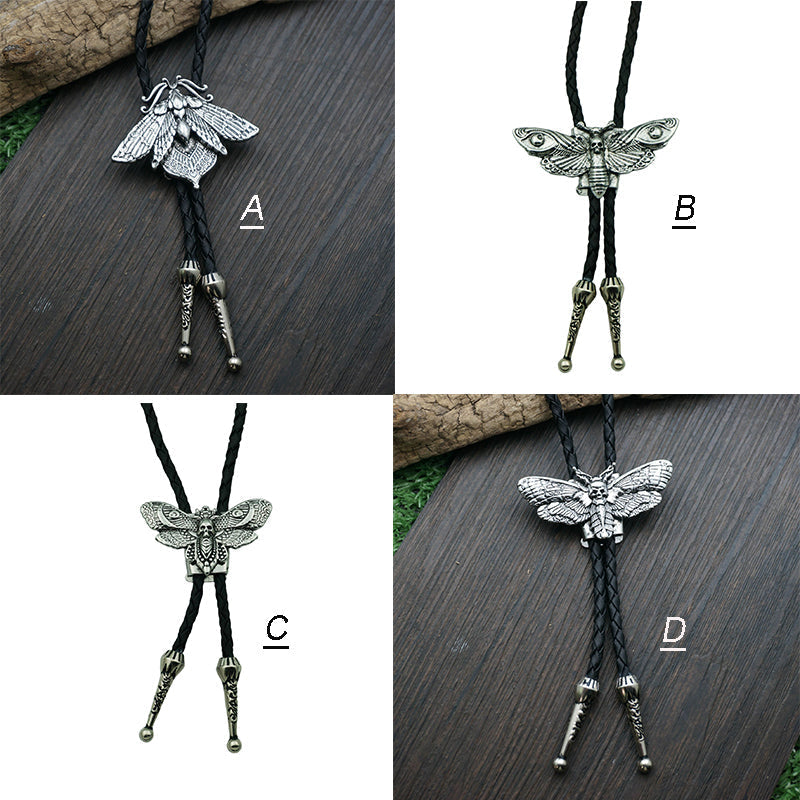 Moth Gothic Zinc Alloy Bolo Tie