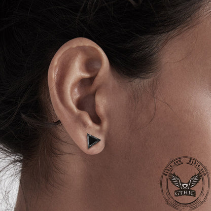 Triangular Viking Rune Stainless Steel Stud Earrings