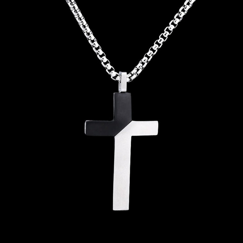Two Tone Minimalist Stainless Steel Cross Pendant