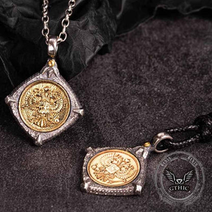 Victory Wings Double Headed Eagle Sterling Silver Pendant