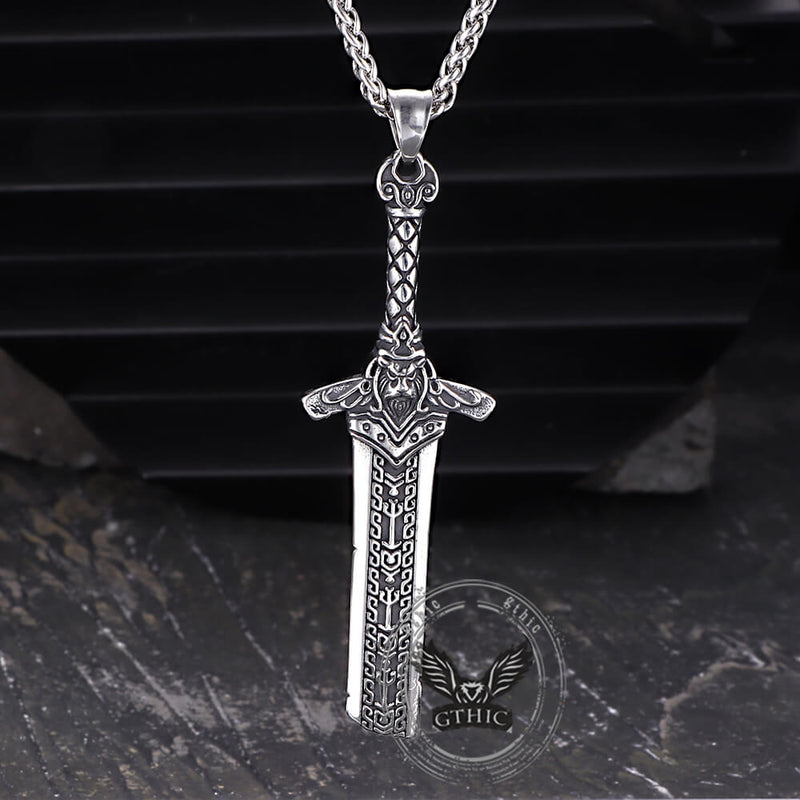 Viking Broken Sword Stainless Steel Amulet Pendant