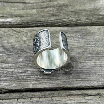 Viking Celtic Cross Sterling Silver Open Ring