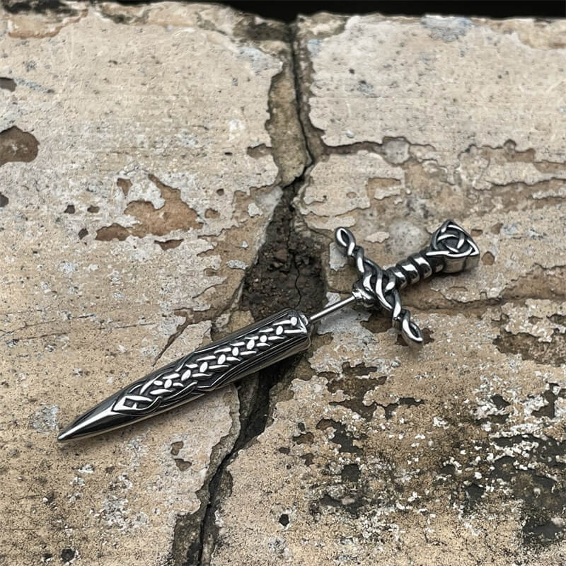 Viking Celtic Knot Sword Stainless Steel Earrings