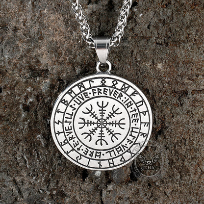Viking Celtic Wolf Runes Stainless Steel Pendant