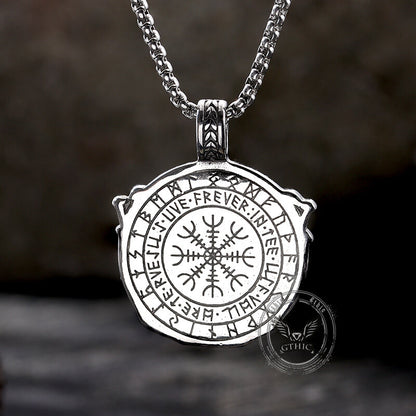 Viking Rune Shield Sword Stainless Steel Pendant