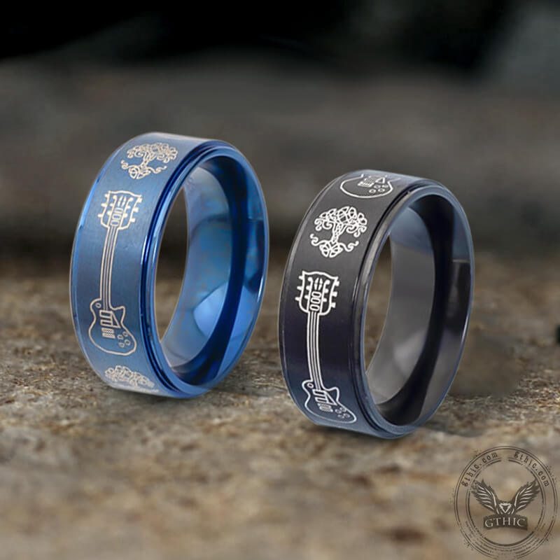Viking Tree of Life Guitar Stainless Steel Ring