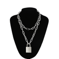Double Layer Chain Necklace / Necklace With Padlock Pendant in Rock Style