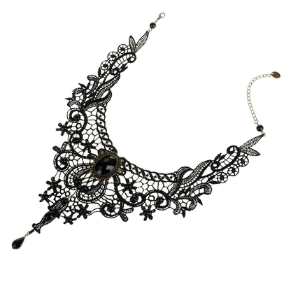 Gothic Necklace / Zinc Alloy Handmade Lace Necklace