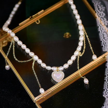 Jane Heart Pearl Choker Necklace