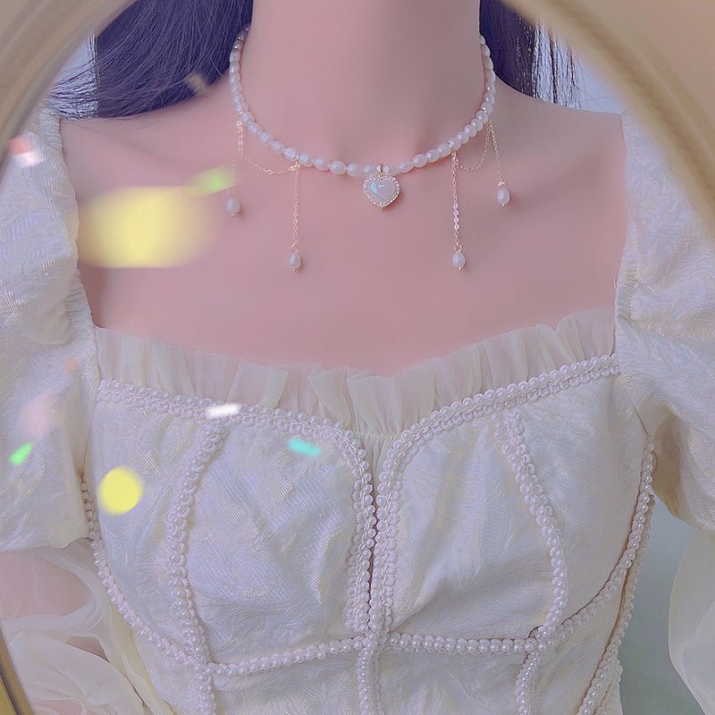 Jane Heart Pearl Choker Necklace