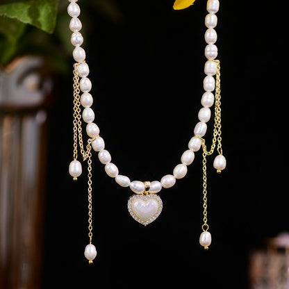 Jane Heart Pearl Choker Necklace