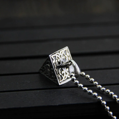 Silver Pendant in Form Pyramid With Animals / Jewelry of Thai Silver S925
