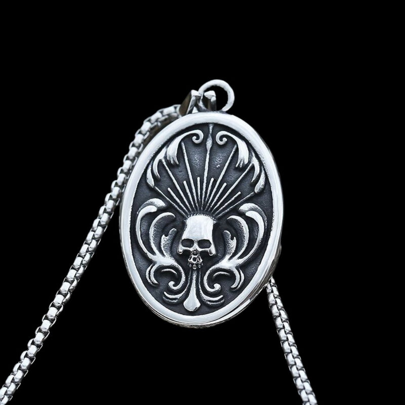 Skull Noble Pattern Oval Pendant