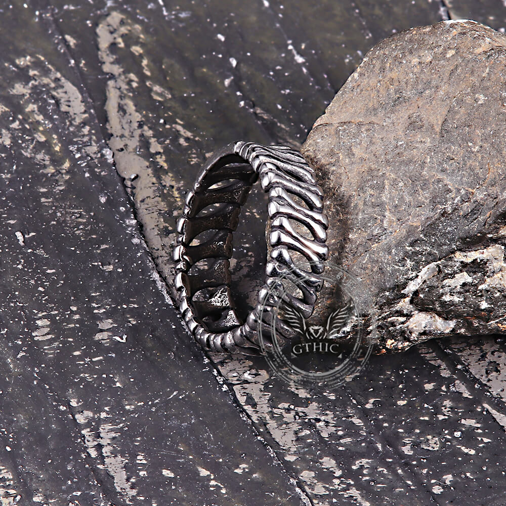 Bones Splicing Hollow Stainless Steel Ring