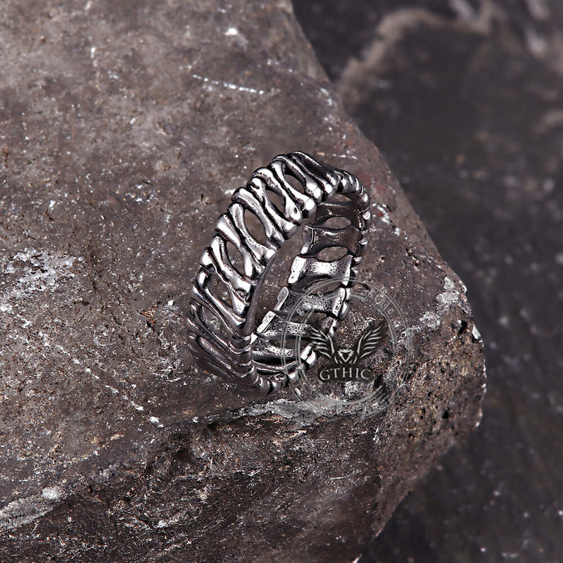 Bones Splicing Hollow Stainless Steel Ring