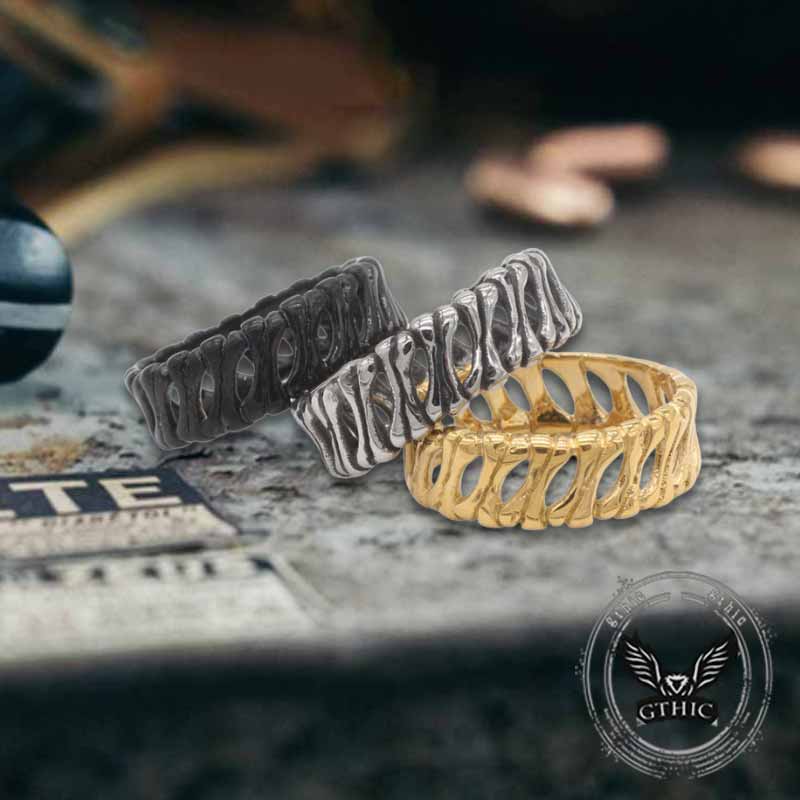 Bones Splicing Hollow Stainless Steel Ring
