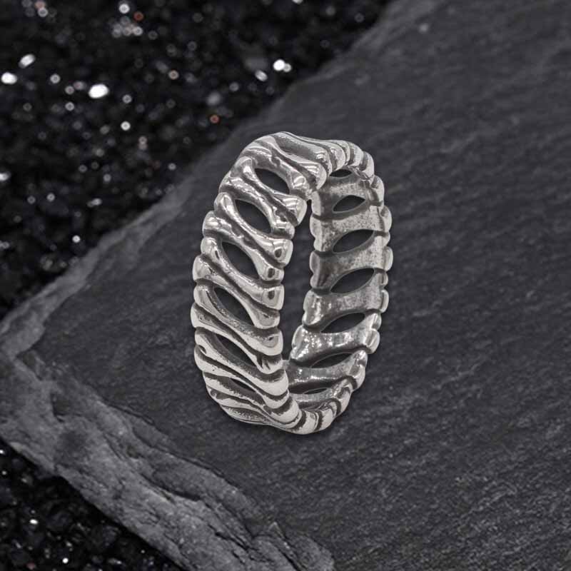 Bones Splicing Hollow Stainless Steel Ring
