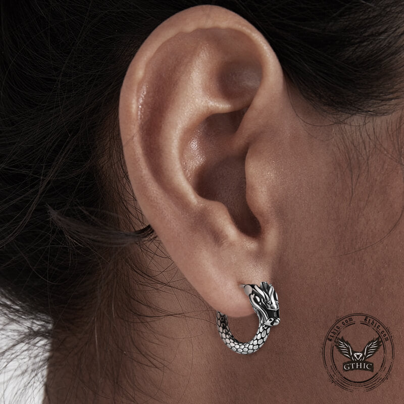 Chinese Dragon Design Stainless Steel Earrings