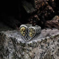 Cracked Heart Skull Sterling Silver Open Ring