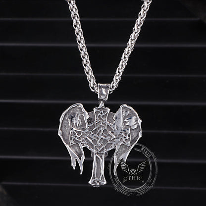 Cross Archangel Wing Amulet Stainless Steel Pendant