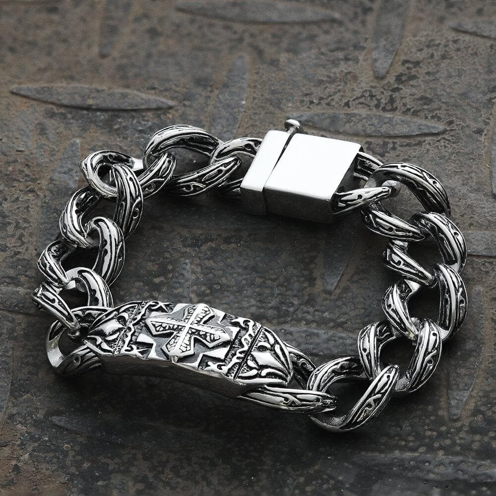 Cross Pattern Stainless Steel Bracelet