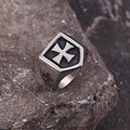 Cross Pattern Stainless Steel Shield Ring