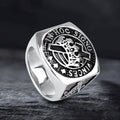 Crown Cross Stainless Steel Masonic Ring