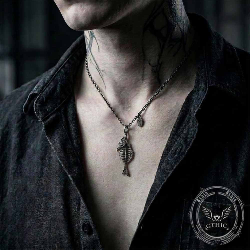 Fish Skeleton Stainless Steel Pendant