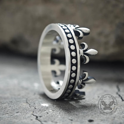 Fleur-de-lis Crown Sterling Silver Ring