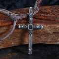 Gemstone Cross Skull Stainless Steel Pendant