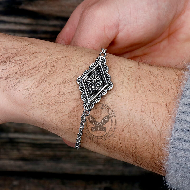 Geometric Pattern Stainless Steel Bracelet
