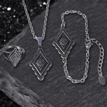 Geometric Pattern Stainless Steel Jewelry Set
