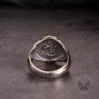 Ice Plains Guardian Unicorn Sterling Silver Ring