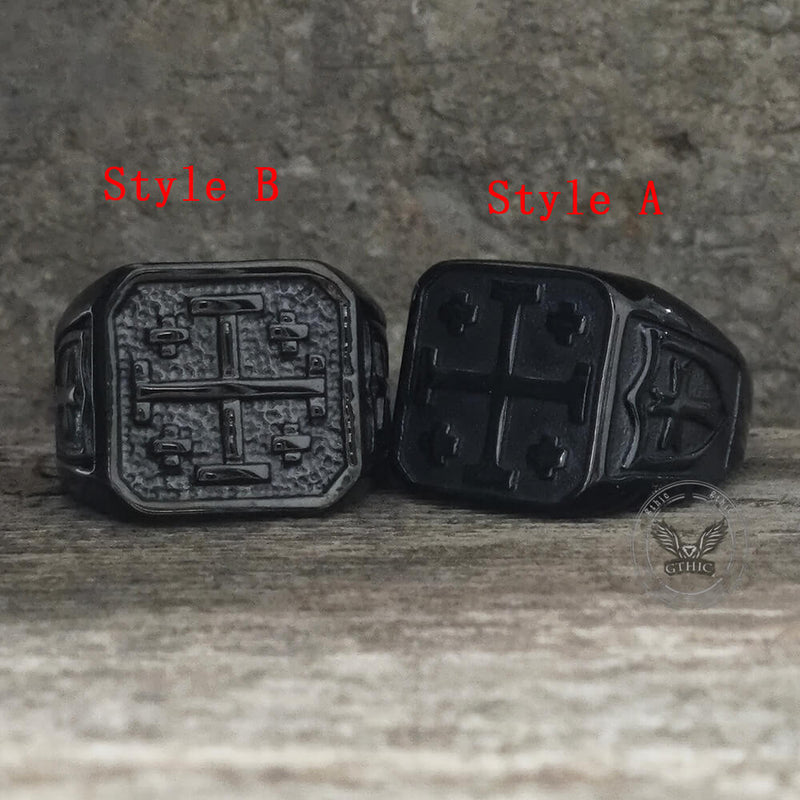 Jerusalem Cross Stainless Steel Christian Ring