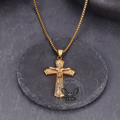 Jesus Suffering Stainless Steel Cross Pendant