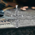Jesus Suffering Stainless Steel Cross Pendant
