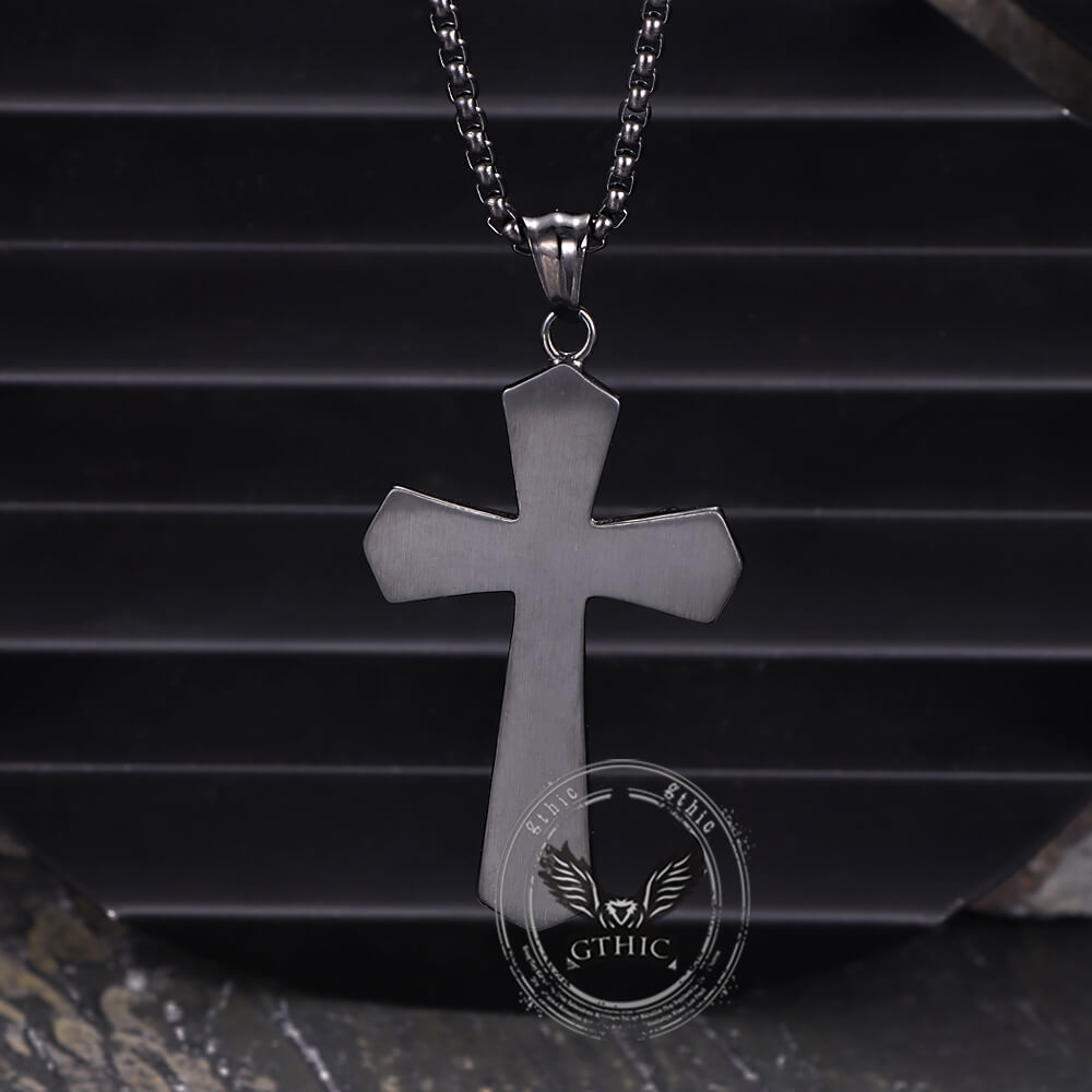 Jesus Suffering Stainless Steel Cross Pendant