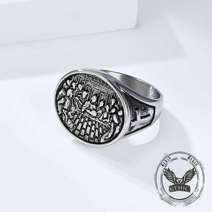 Last Supper Cross Stainless Steel Ring