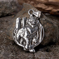 Nordic Viking Wolf Head Stainless Steel Pendant Necklace