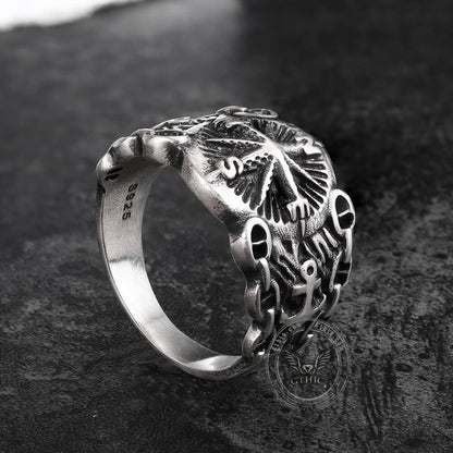 Northern Pirate Compass Sterling Silver Marine Ring