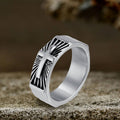 Polished Cross Pattern Stainless Steel Ring