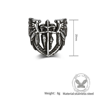 St. Michael Archangel Stainless Steel Hollow Ring